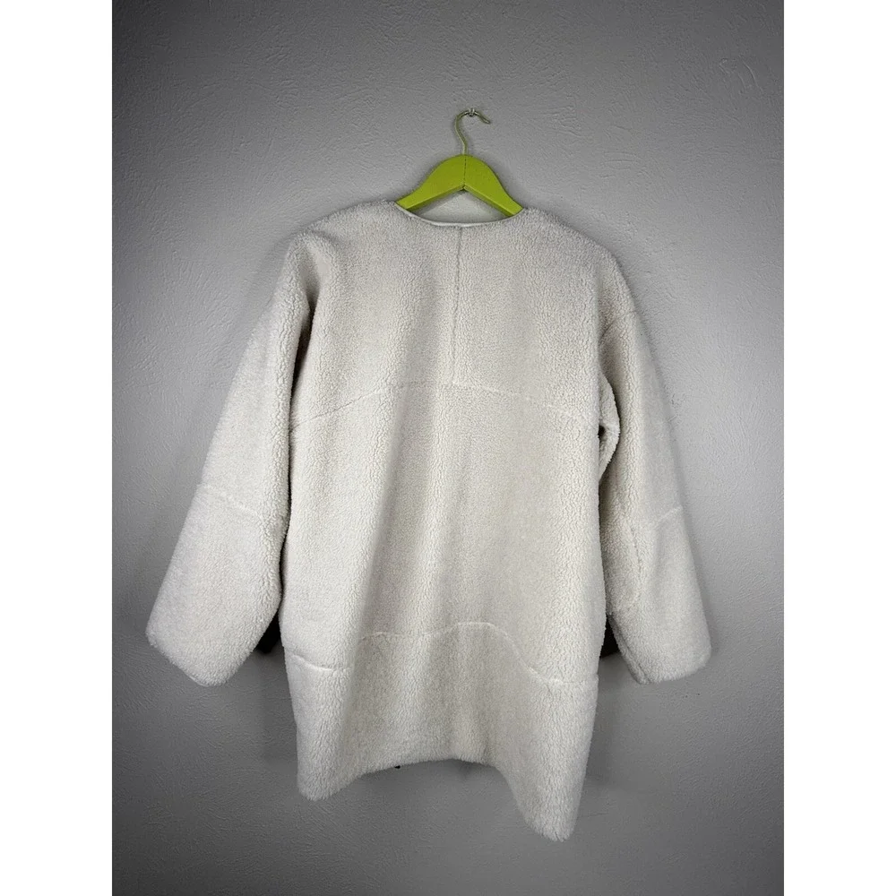 Lululemon Cream So Sherpa Textured Teddy Coat Fleece Collarless Jacket 8 Fleece